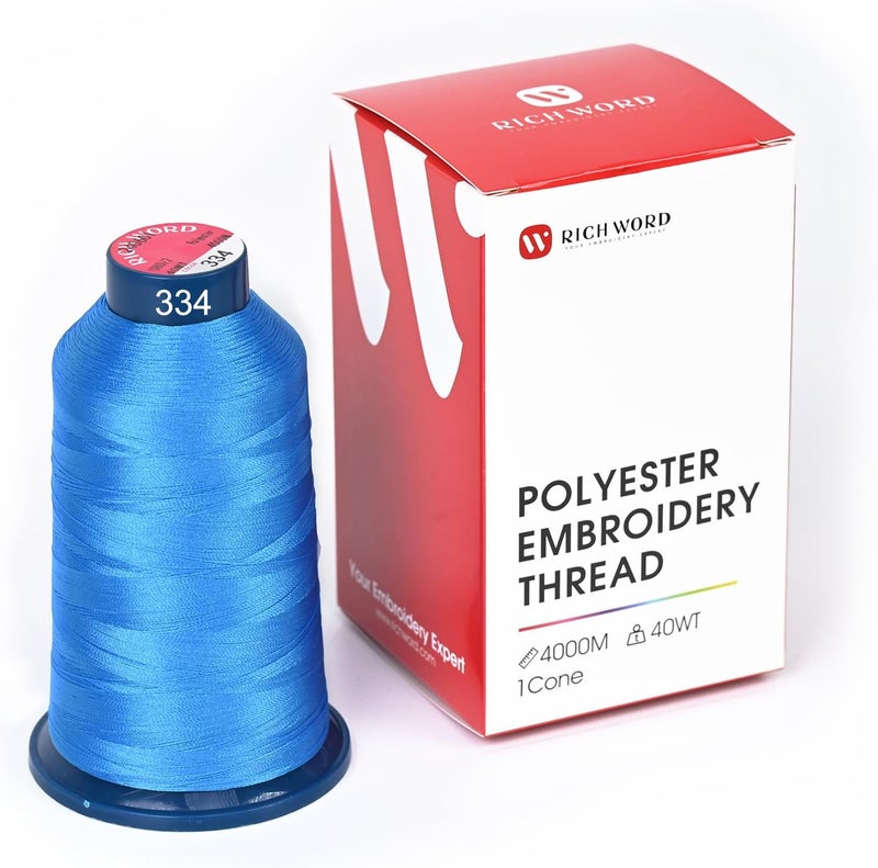 Poolin Richword Selected Blue Embroidery Thread 4000M(4374Y) 40WT Polyester Thread 100 Colors Selected for Commercial Multi Needles and Single Needle Embroidery Machine 0334 - Image 1